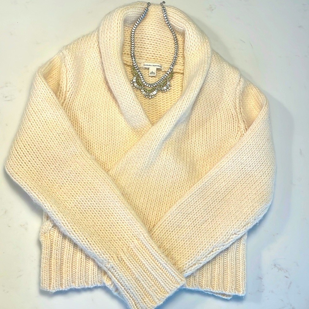 Banana Republic wrap wool sweater - ivory